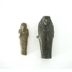 Bronze Amulet Holder And Its Ushabti 