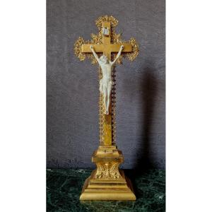 Crucifix In Golden Wood