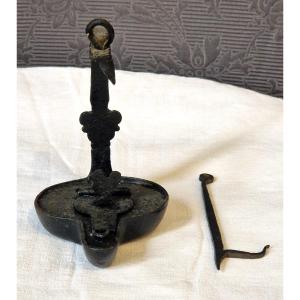 18th Century Wrought Iron Oil Lamp