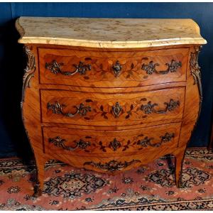 Marquetry Chest Of Drawers Stamped R.bacchin 20th Century