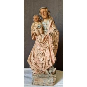 19th Century Polychrome Wooden Statue