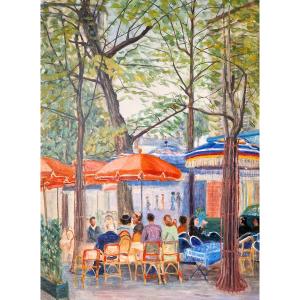 The Parisian Terraces By Adrien Noulin Circa 1960