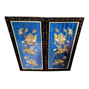 Pair Of Framed Silks