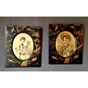 Pair Of Japanese Lacquered Frames