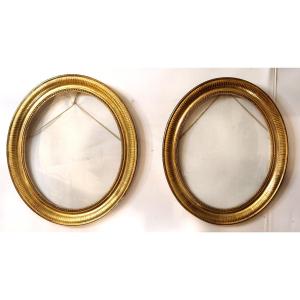 Pair Of Oval Frames Gilded With Gold Leaf, 19th Century