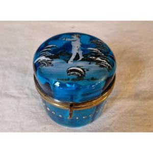 Mary Gregory Enameled Glass Box, Child's Decoration, Late 19th Century