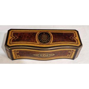 Curved Glove Box In Marquetry, Napoleon III Period