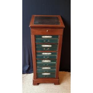 19th Century Mahogany Writing Cabinet With 6 Drawers