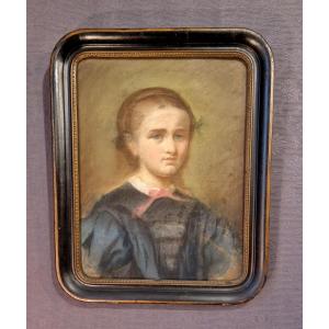Portrait Of A Young Girl - Pastel, Napoleon III Era