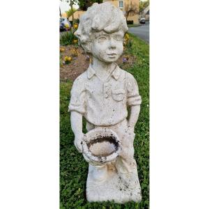 Child Statue In Reconstituted Stone 20th Century