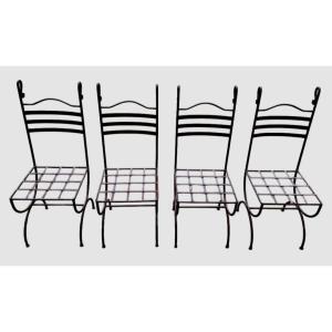 Set Of 4 20th Century Iron Garden Chairs