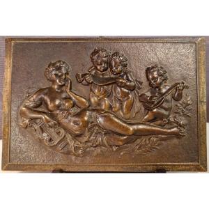 Allegory Of Music - Bronze In Bas-relief - Circa 1900