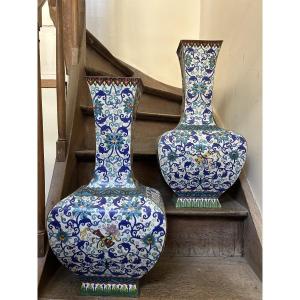 Pair Of Vases With Chinese Enamel