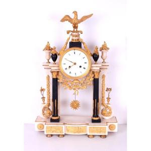 A Withe Marble And Ormolu Louis Louis XVI Eagle Pendulum