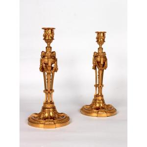 A Pair Of Louis XVI Flambeaux First Half Of The 19th Century