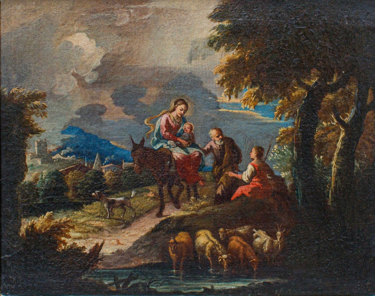 Giuseppe Roncelli (1663 -  1729), Riposo durante la fuga in Egitto-photo-2