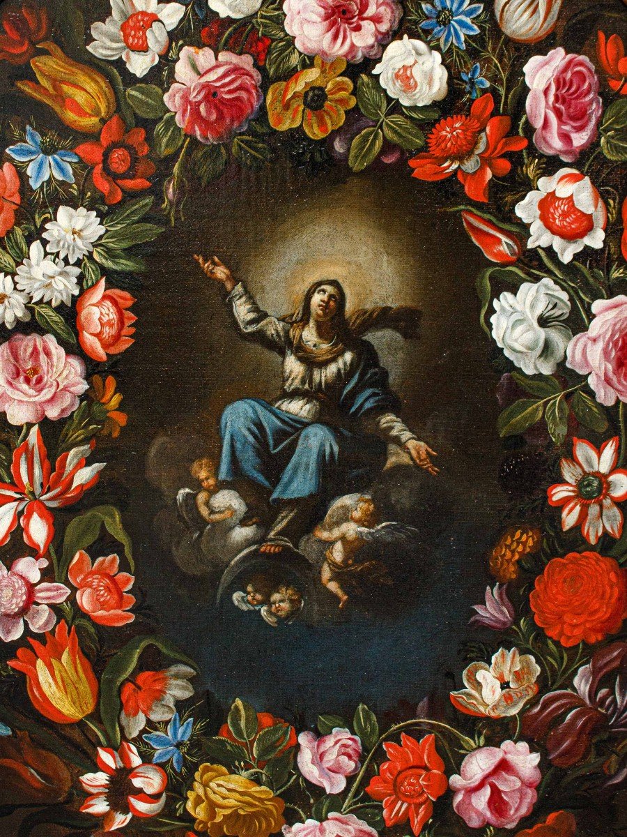 Giovanni Stanchi e Girolamo Pesci,  Madonna immacolata e ghirlanda-photo-3