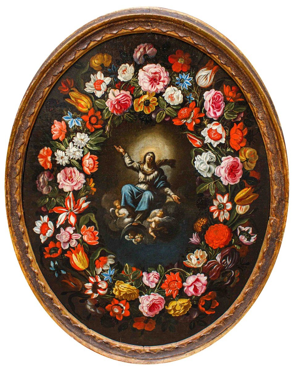 Giovanni Stanchi e Girolamo Pesci,  Madonna immacolata e ghirlanda