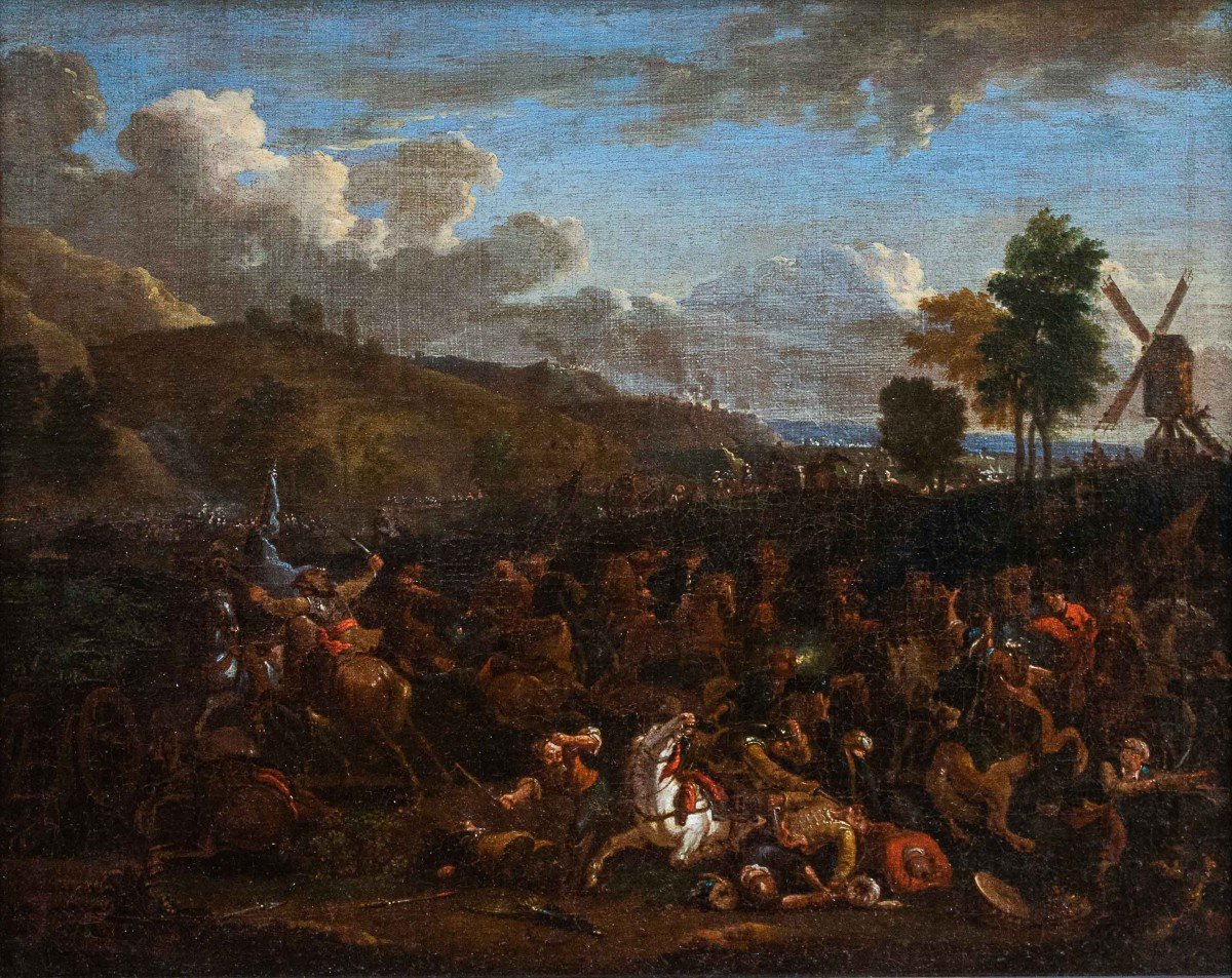 Attr. a Karel Breydel, detto il Cavaliere di Anversa (1678 - 1733), Battaglia con cavalieri -photo-4