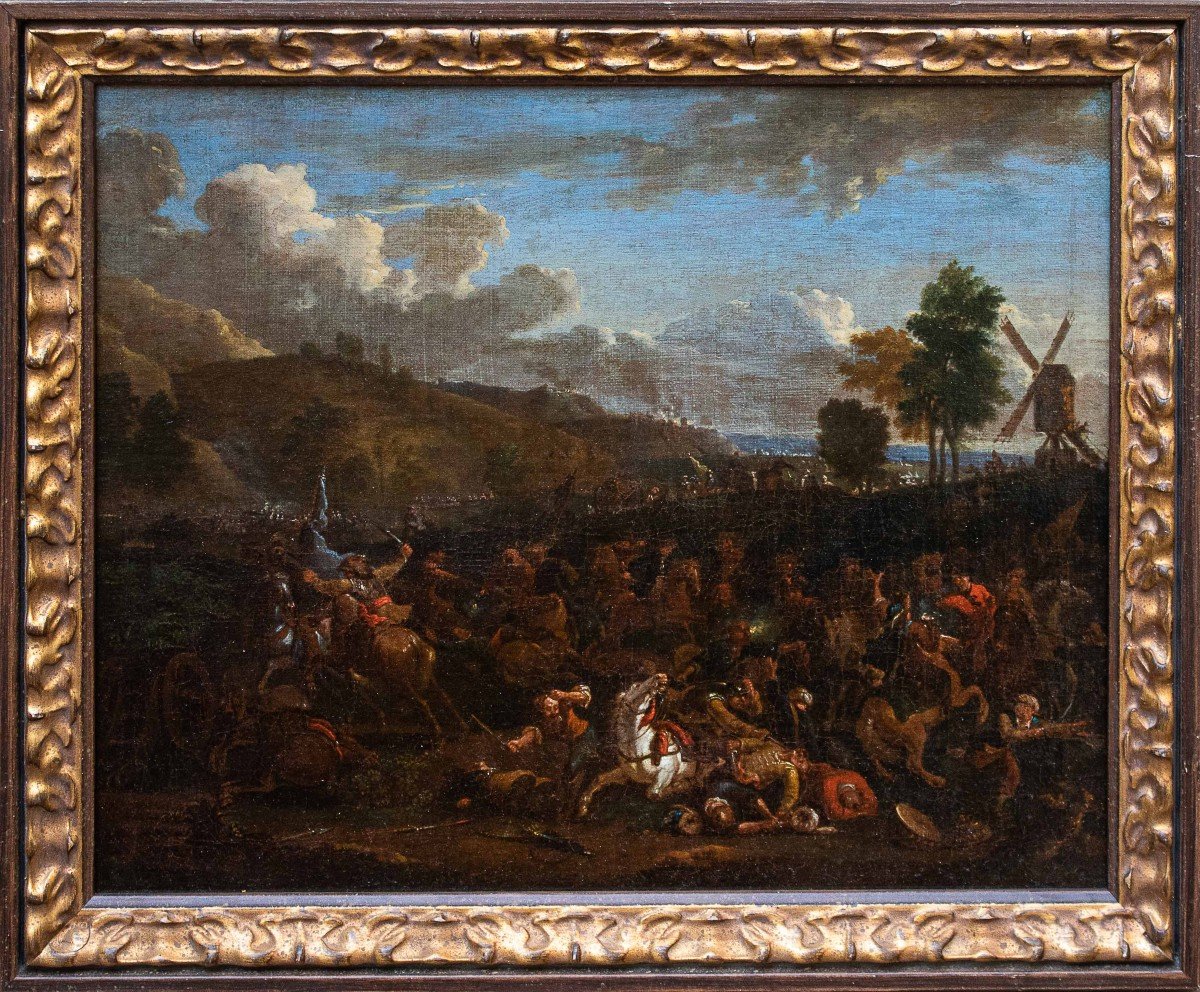 Attr. a Karel Breydel, detto il Cavaliere di Anversa (1678 - 1733), Battaglia con cavalieri 
