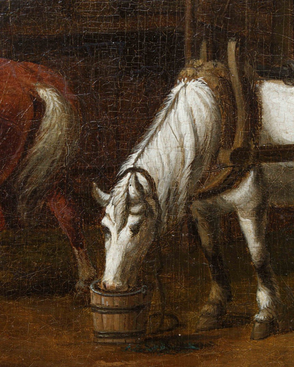 Scuola Fiamminga, Scena con cavalli, XVII secolo-photo-1