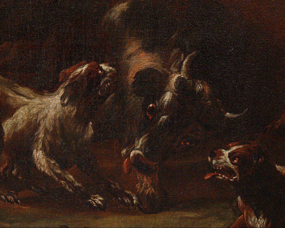 Giovanni Crivelli detto il Crivellino (Milano, ? - Parma, 1760), Lotta tra cani e bisonte-photo-2