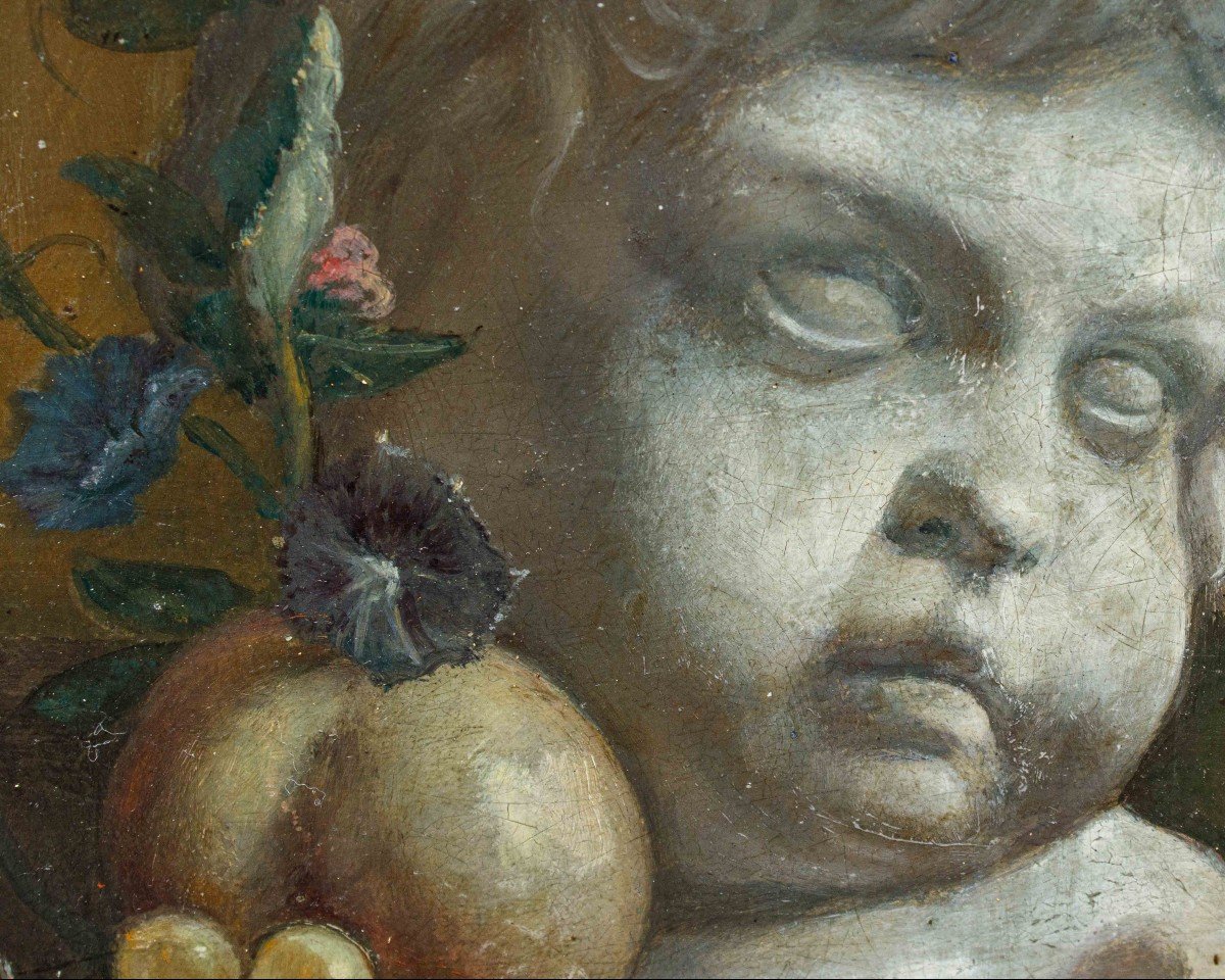 XVII Secolo, Natura Morta con uva e putto-photo-3