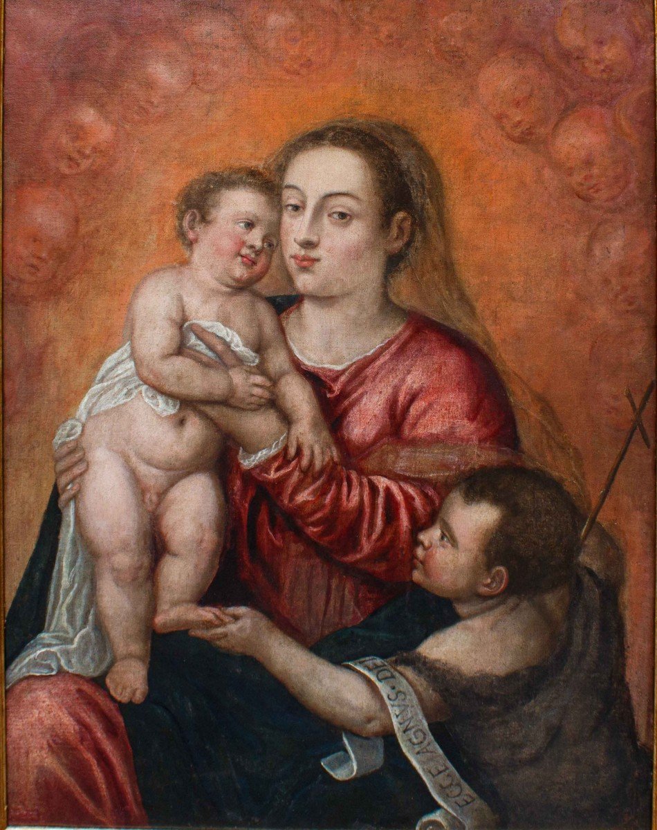 Scuola di Tiziano, (Pieve di Cadore, 1488/1490 – Venezia, 1576) Madonna con Bambino e San Giova-photo-2