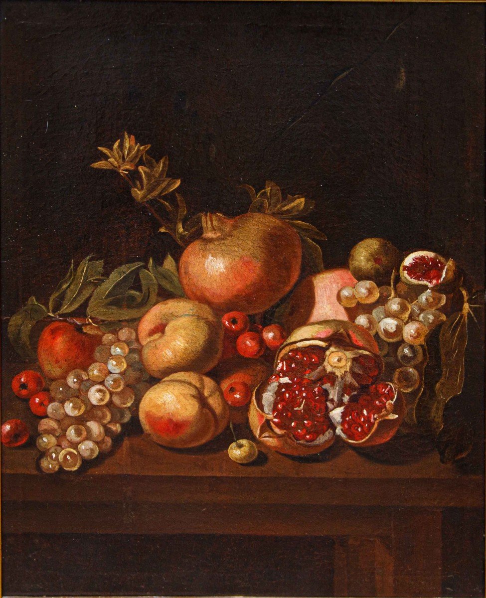 XVII secolo, Natura Morta con uva mele e melograno-photo-2