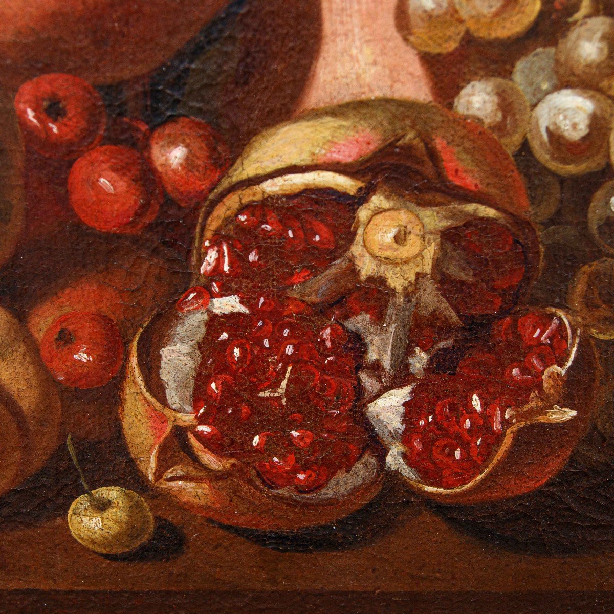 XVII secolo, Natura Morta con uva mele e melograno-photo-3