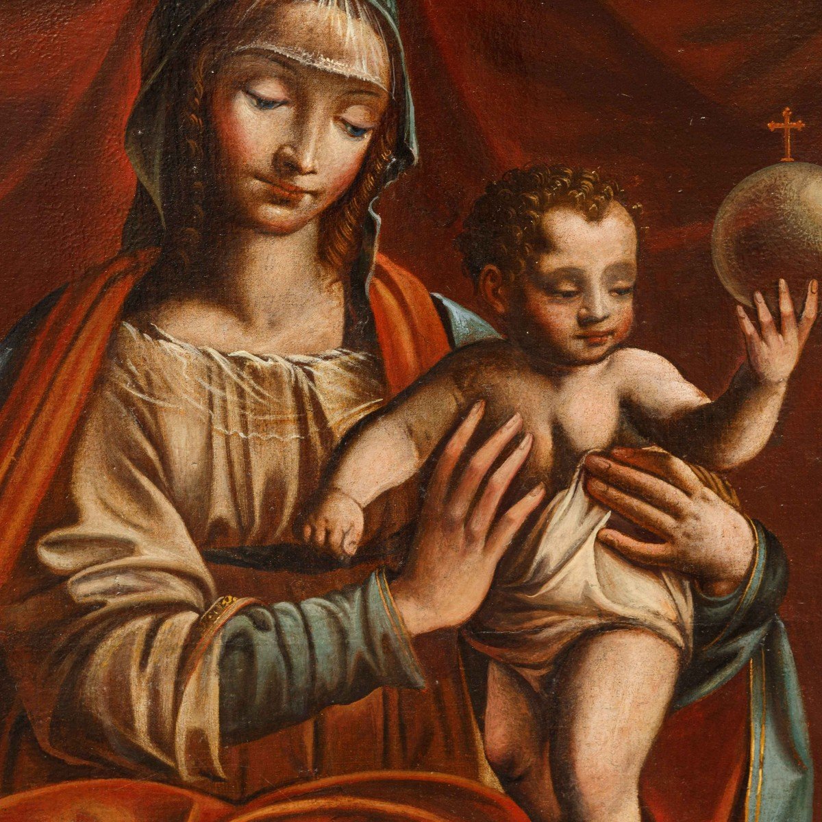 Scuola del XVIII secolo, da Bernardino Luini (1481-1532) , Madonna in trono con bambino-photo-3