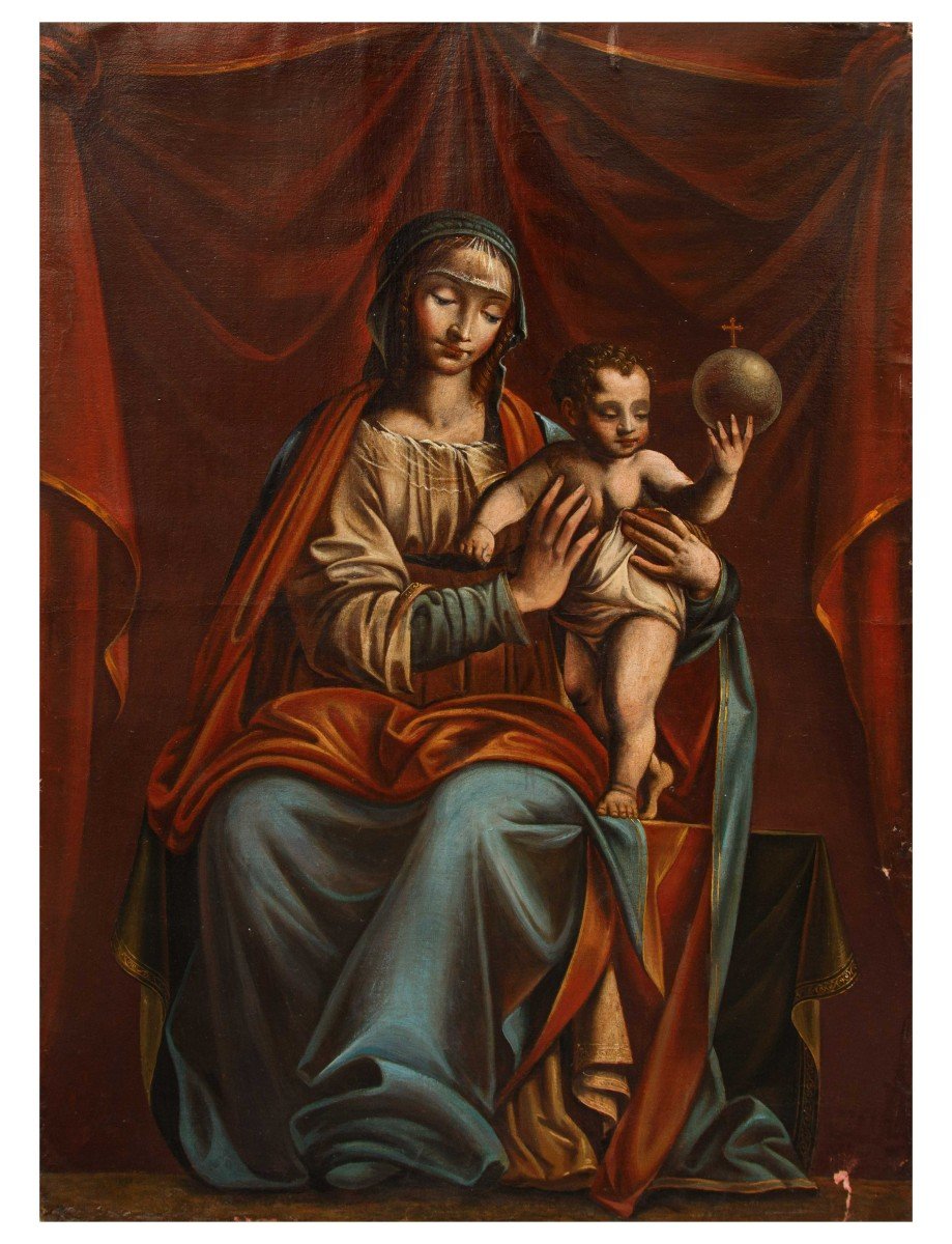 Scuola del XVIII secolo, da Bernardino Luini (1481-1532) , Madonna in trono con bambino