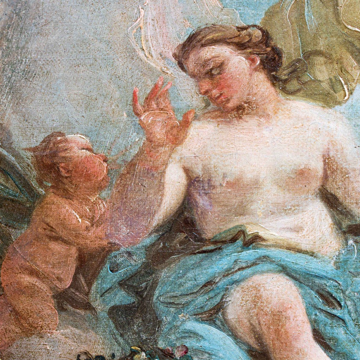 Scuola Veneziana del XVIII secolo, Scena Mitologica con Bacco e Giunone-photo-3