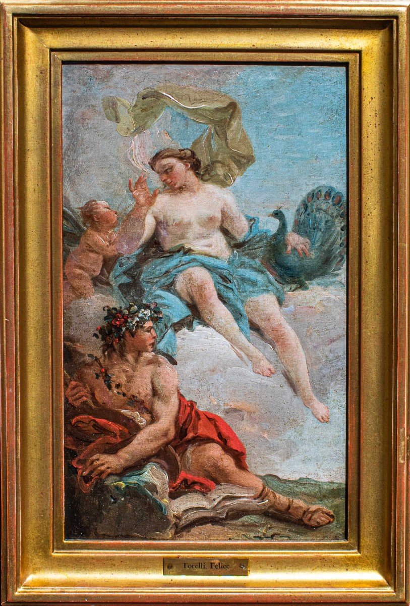 Scuola Veneziana del XVIII secolo, Scena Mitologica con Bacco e Giunone
