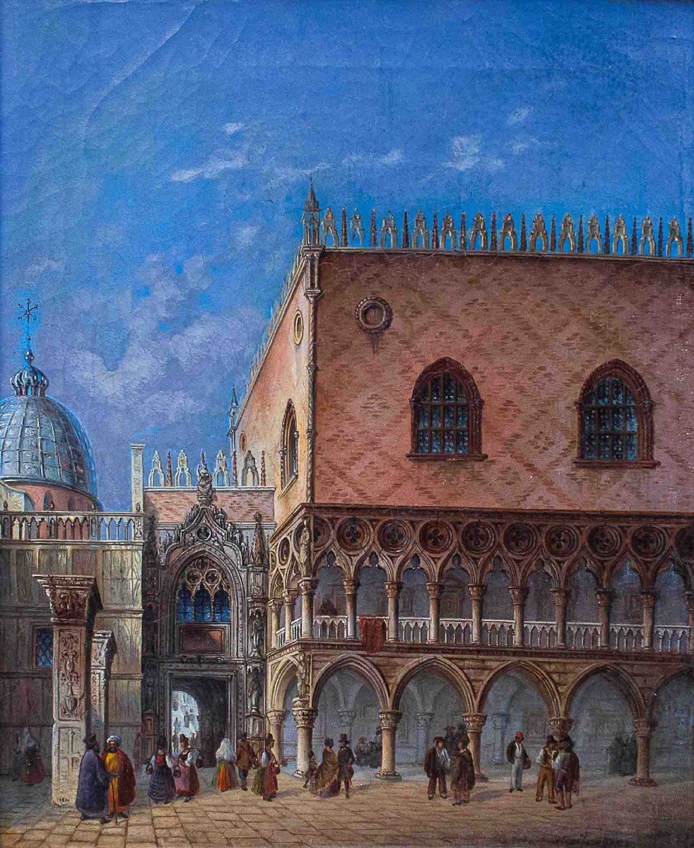 Johann Baptist Kreitmayr (1819 -1879), Veduta del palazzo del Doge a Venezia, 1848-photo-2