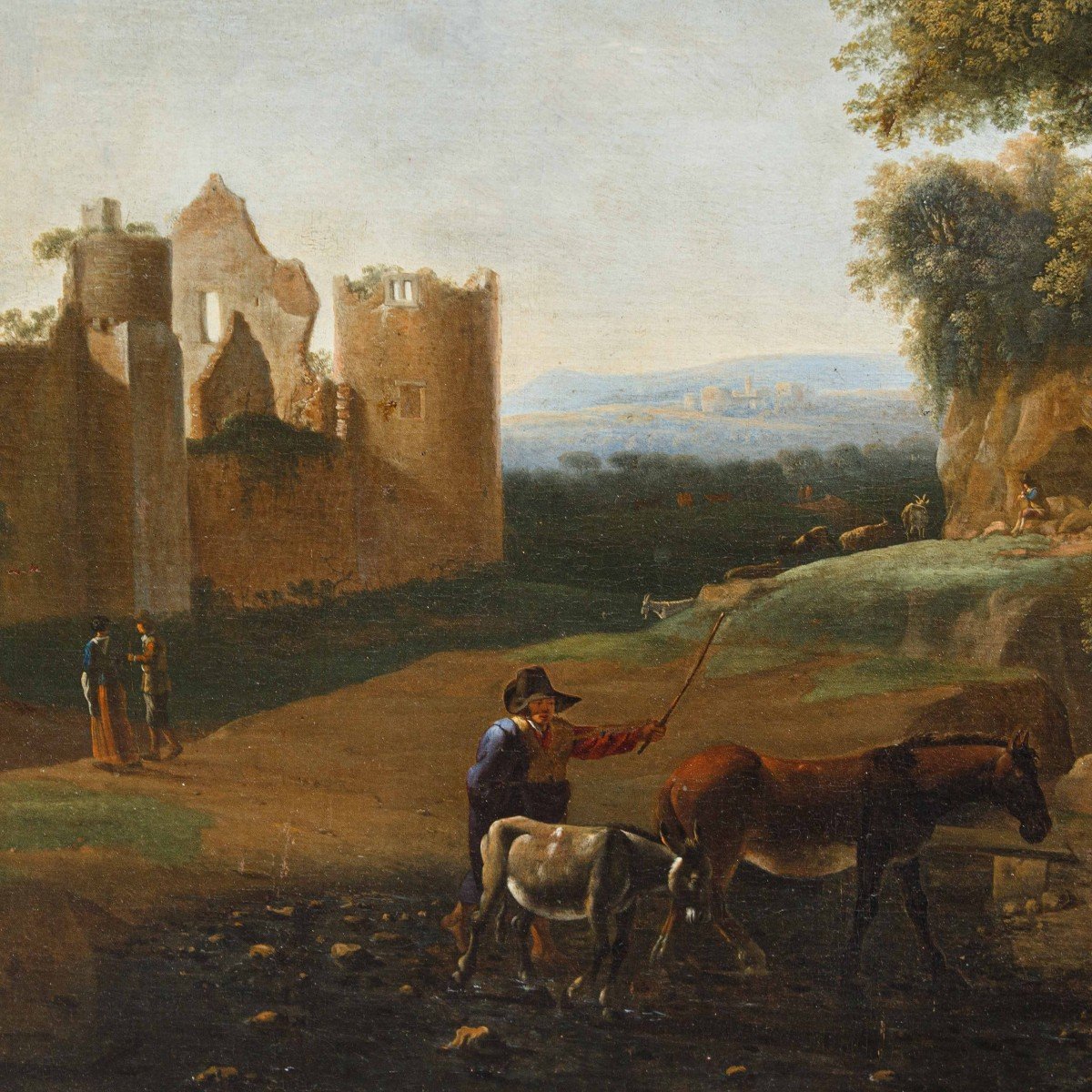 Jan Miel (1599 - 1663), Paesaggio della campagna romana con maniscalco-photo-1