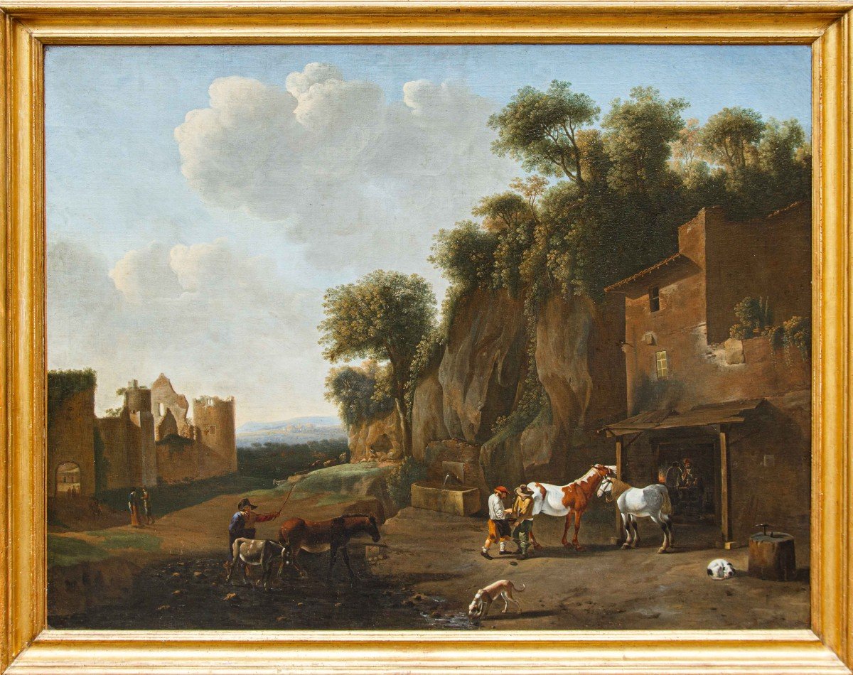 Jan Miel (1599 - 1663), Paesaggio della campagna romana con maniscalco