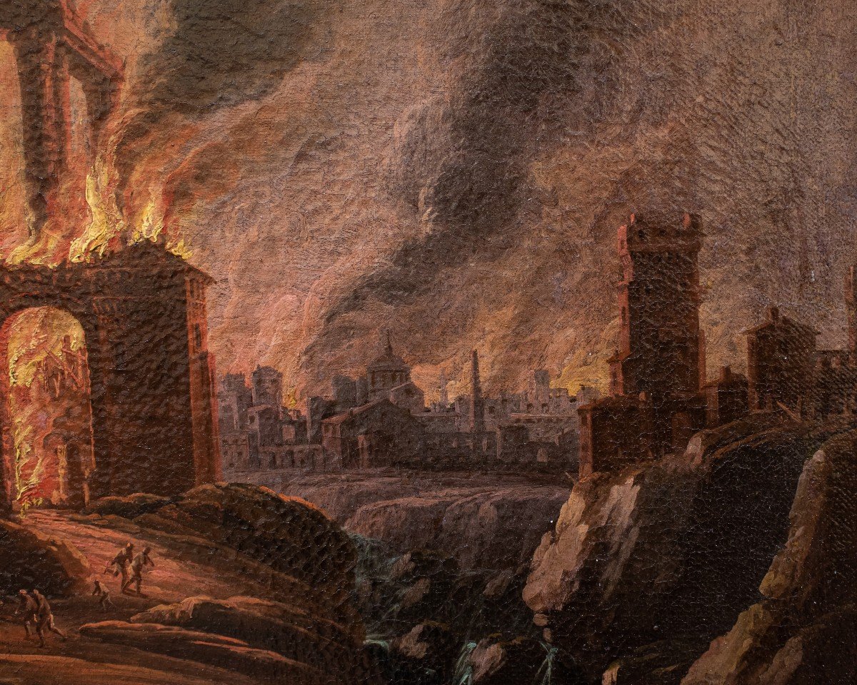 Giovanni Grevenbroeck, detto il Solfarolo (1650 –post 1699), Scena di incendio con rovina-photo-4