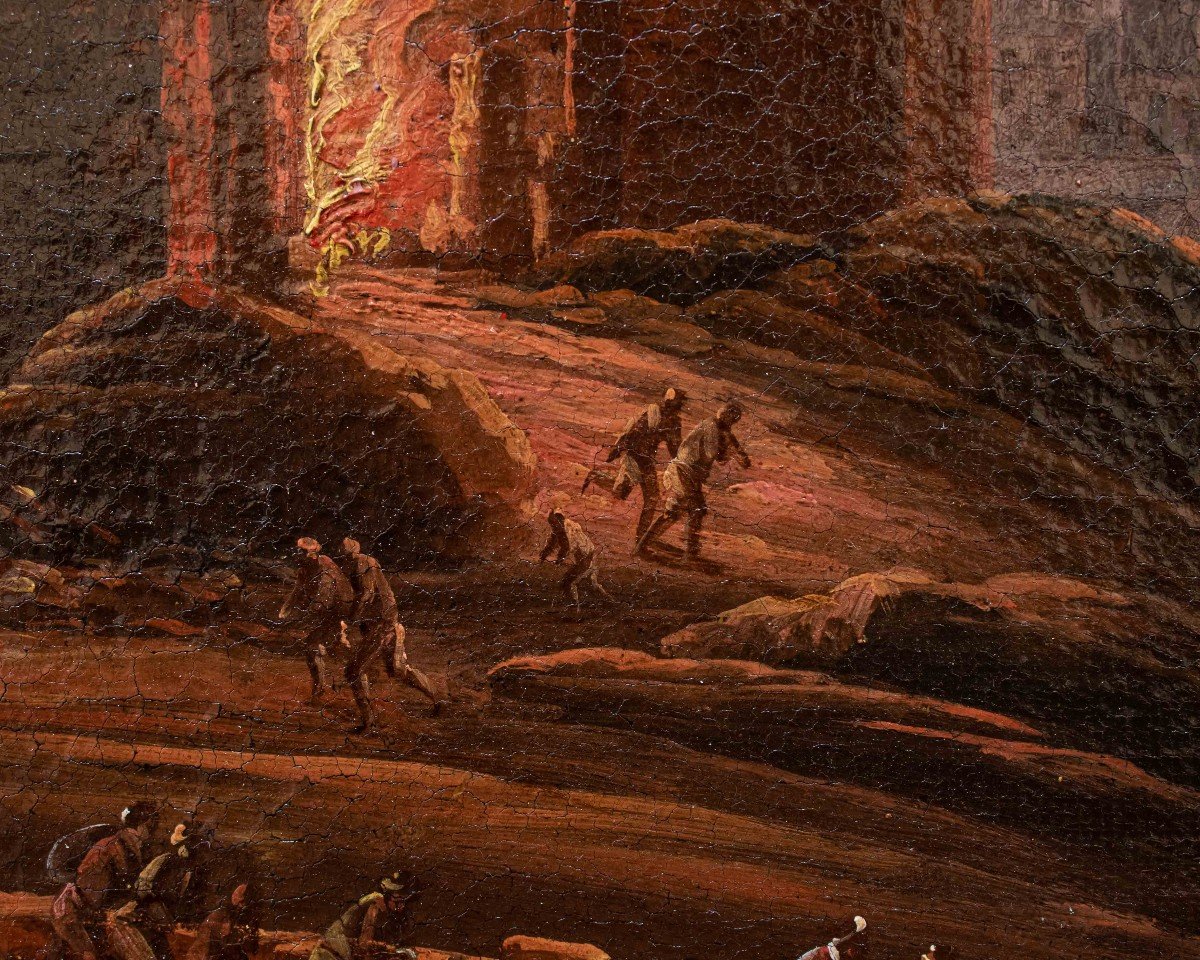 Giovanni Grevenbroeck, detto il Solfarolo (1650 –post 1699), Scena di incendio con rovina-photo-1