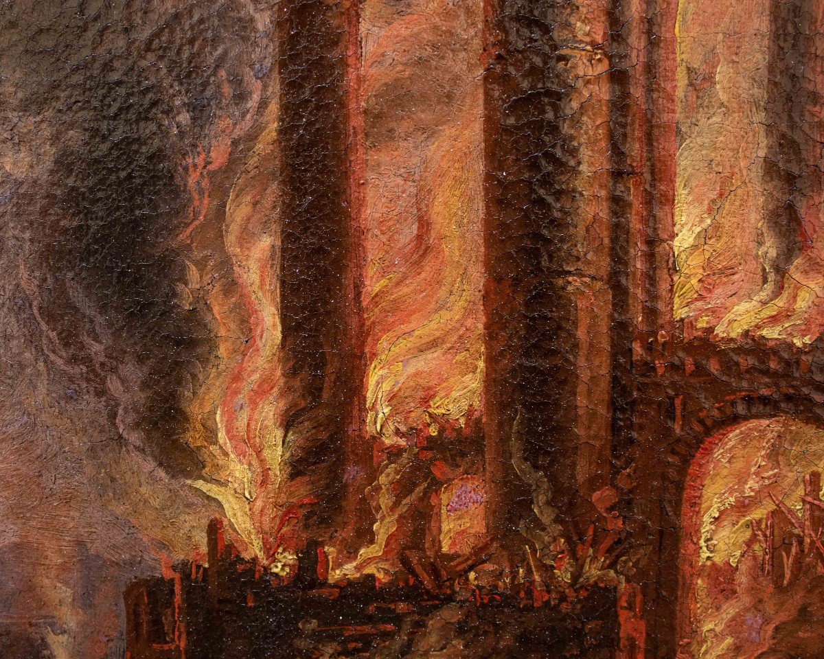Giovanni Grevenbroeck, detto il Solfarolo (1650 –post 1699), Scena di incendio con rovina-photo-2