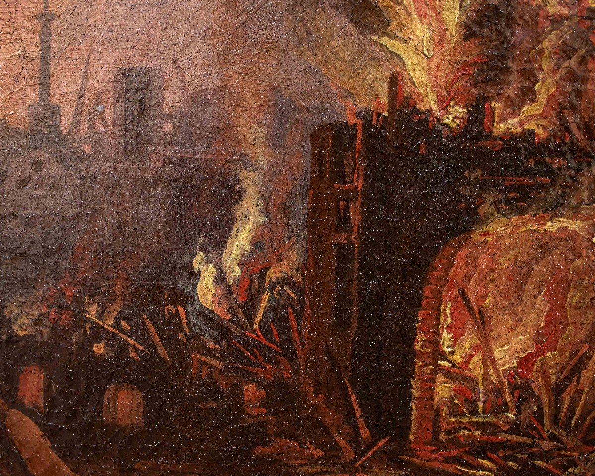 Giovanni Grevenbroeck, detto il Solfarolo (1650 –post 1699), Scena di incendio con rovina-photo-5
