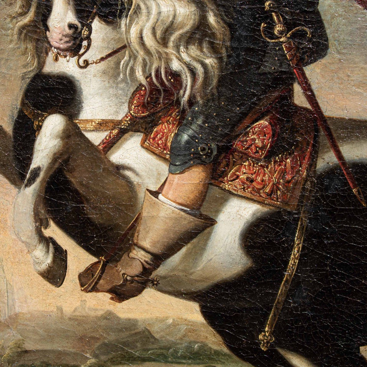 Scuola fiamminga, XVII secolo,  Ritratto a cavallo del Principe di Ligne-photo-6