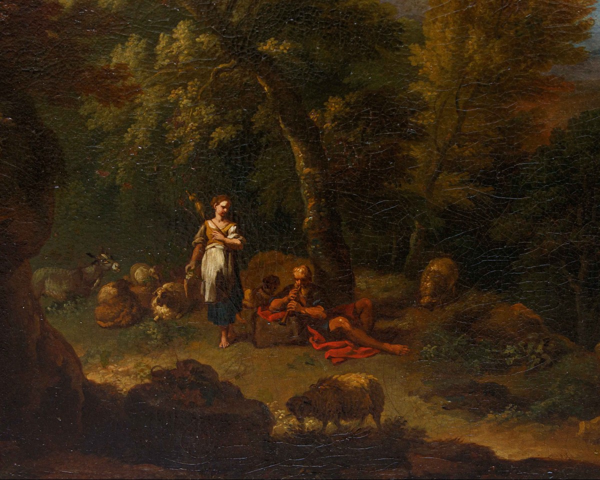 Carlo Antonio Tavella (Milano, 1668 – Genova, 1738), Paesaggio arcadico con pastori e gregge-photo-2