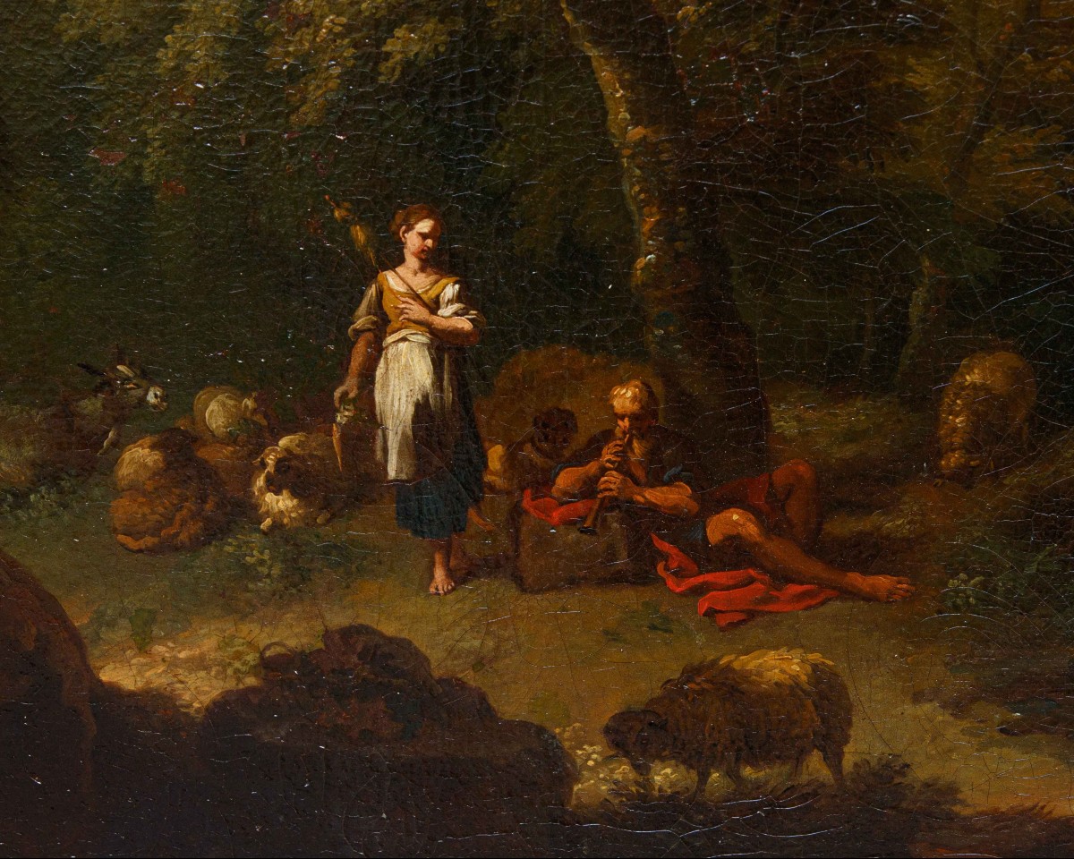 Carlo Antonio Tavella (Milano, 1668 – Genova, 1738), Paesaggio arcadico con pastori e gregge-photo-4