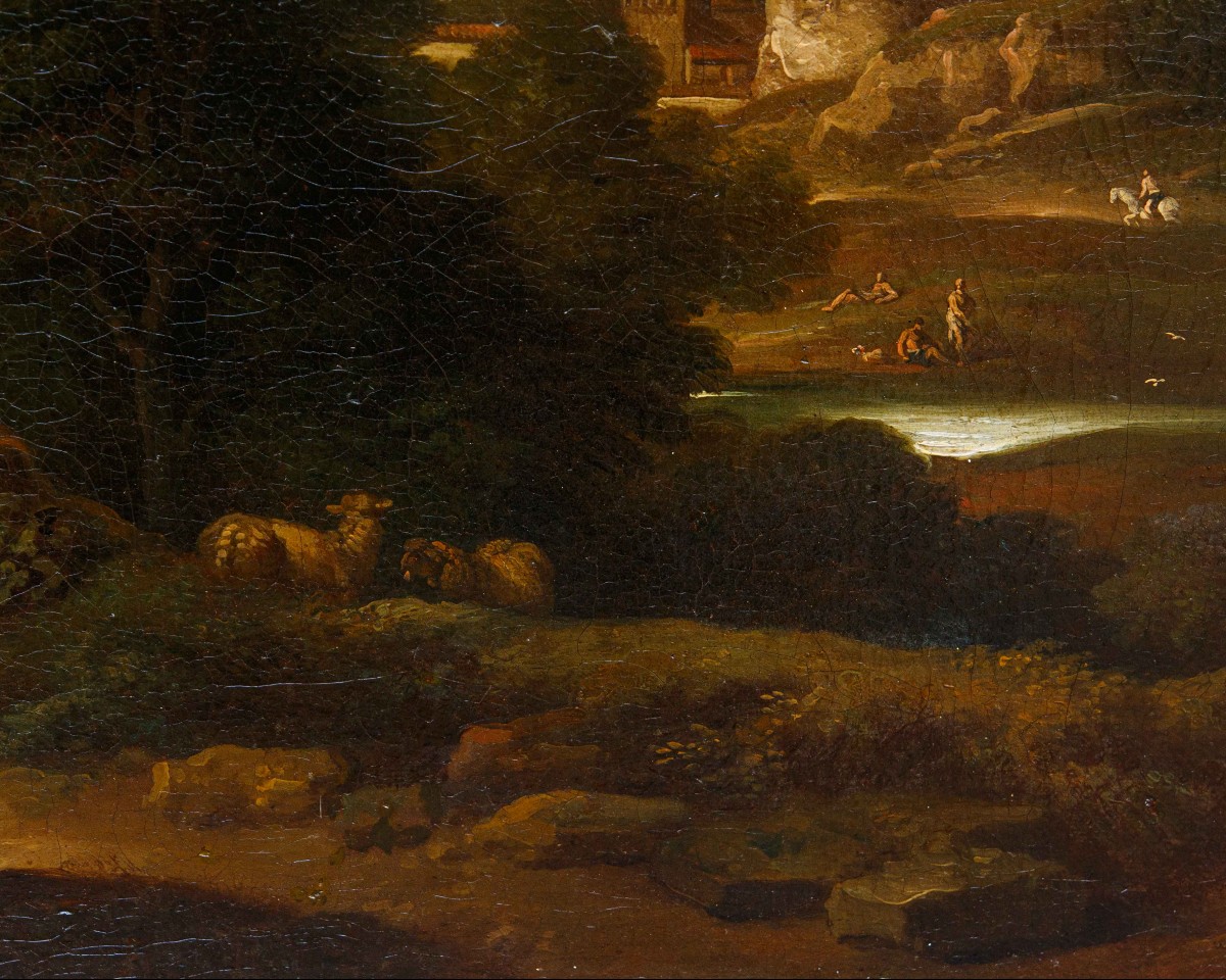 Carlo Antonio Tavella (Milano, 1668 – Genova, 1738), Paesaggio arcadico con pastori e gregge-photo-2