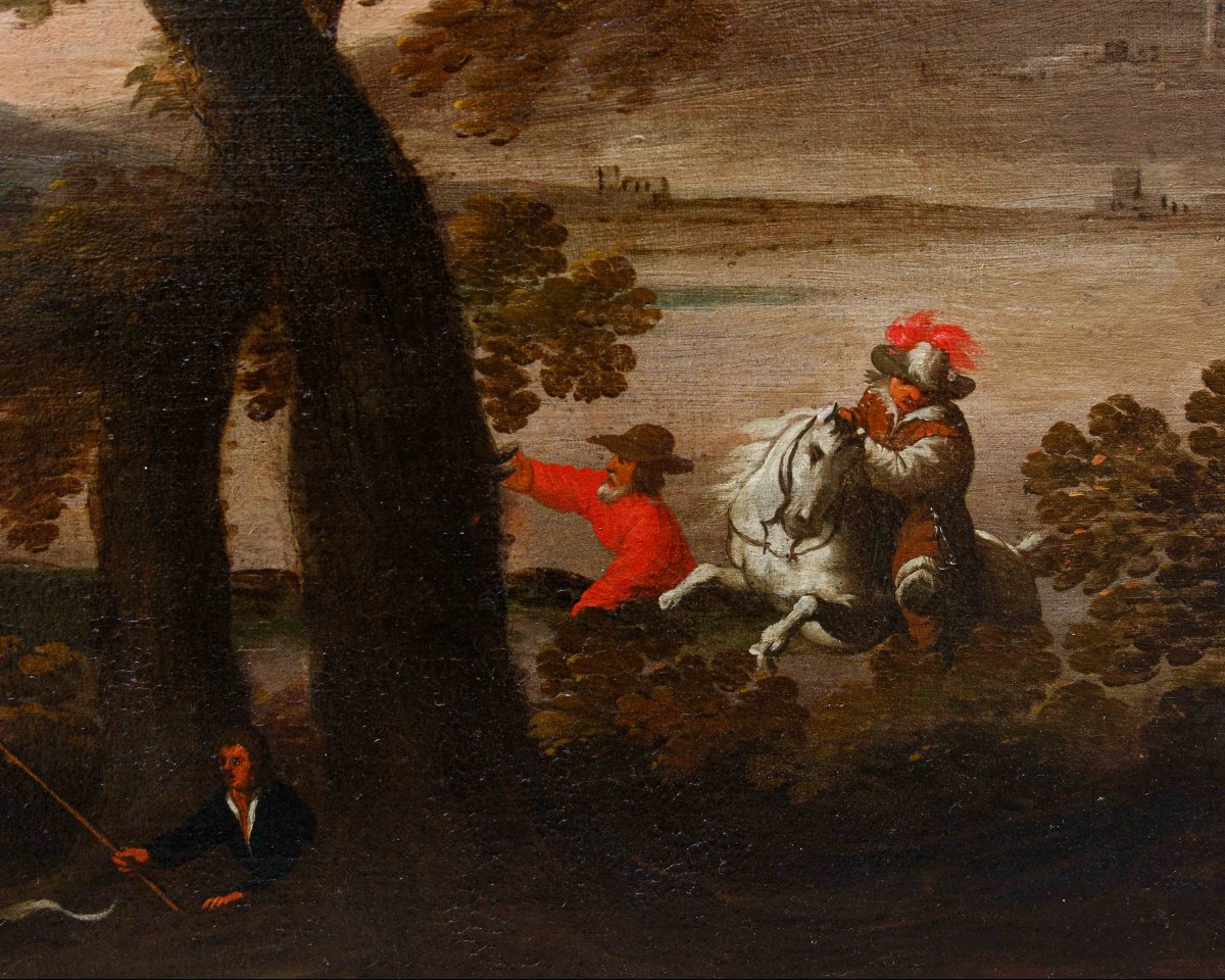 Seguace di Jacques van der Wijen (Amsterdam 1586 – 1638), Caccia al cervo-photo-3