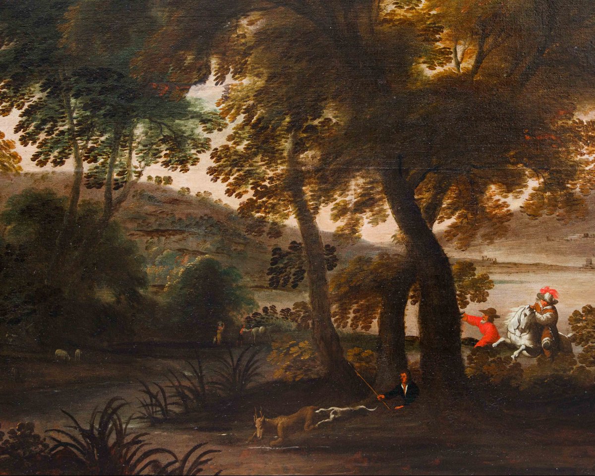 Seguace di Jacques van der Wijen (Amsterdam 1586 – 1638), Caccia al cervo-photo-7