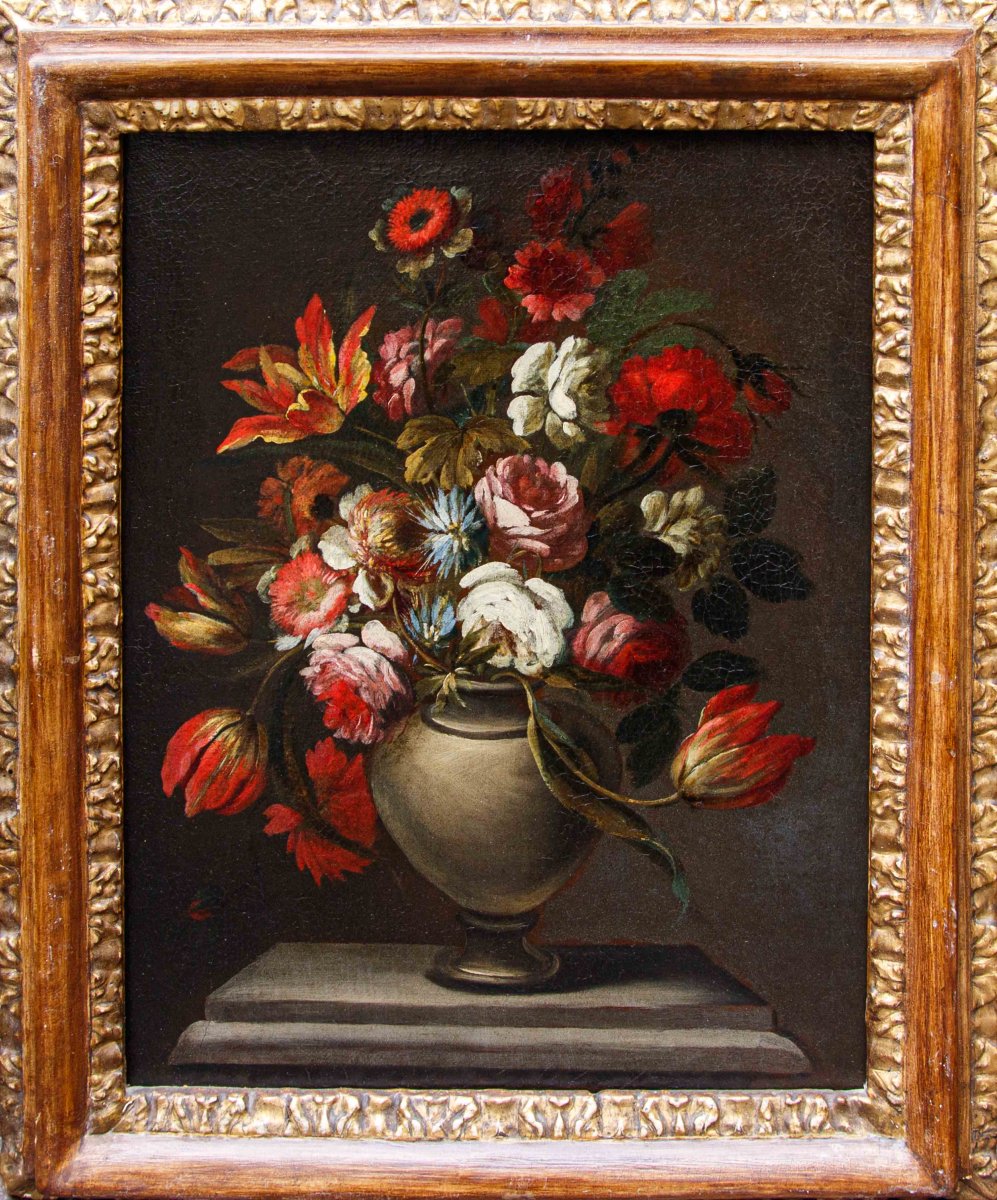 Nicola van Houbraken (Messina, 1668 – Pisa, 1733)(attr.), Vasi di fiori-photo-6