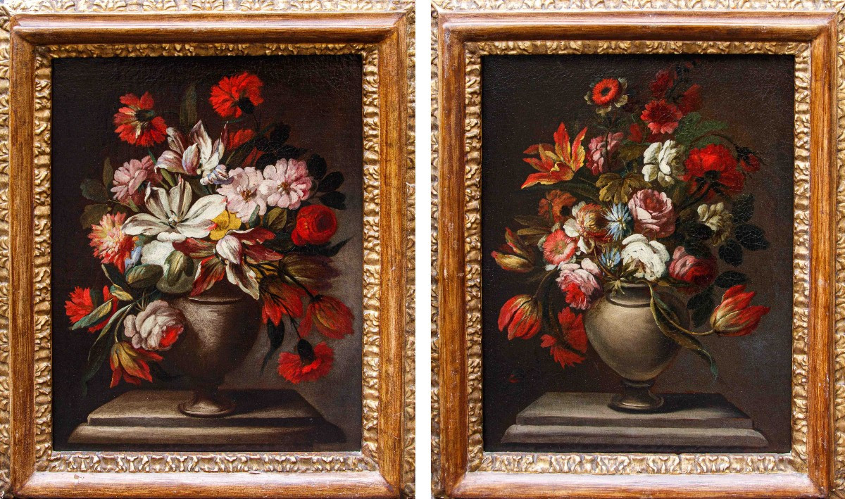 Nicola van Houbraken (Messina, 1668 – Pisa, 1733)(attr.), Vasi di fiori