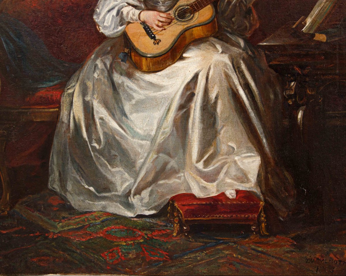 Thomas Alfred Woolnoth (Regno Unito, 1785-1857), Fanciulla che suona la chitarra-photo-4